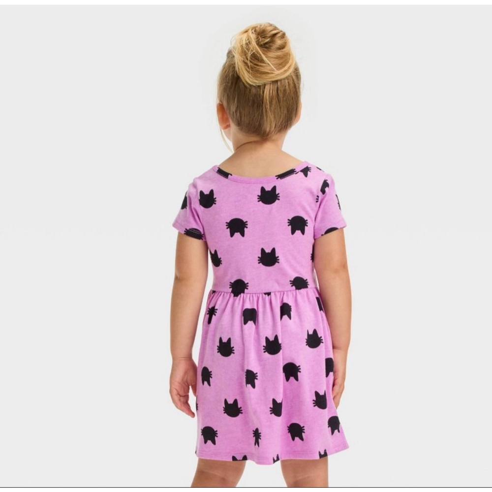 Toddler Girl's Halloween Dress Purple with Black Cats NWT 3T - Picture 2 of 4